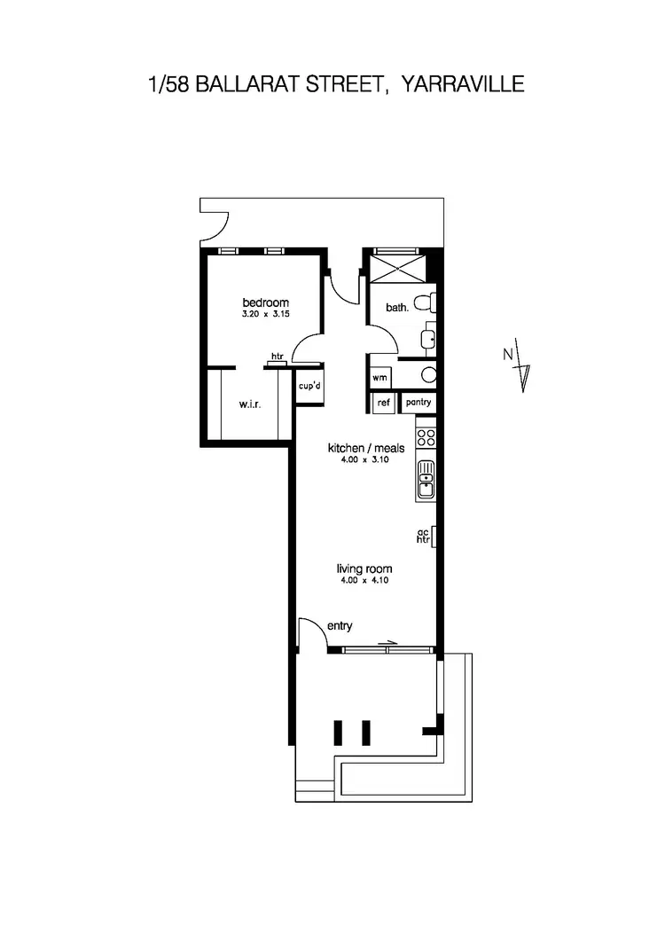 Floorplan of Homely unit listing, 1/58 Ballarat Street, Yarraville VIC 3013