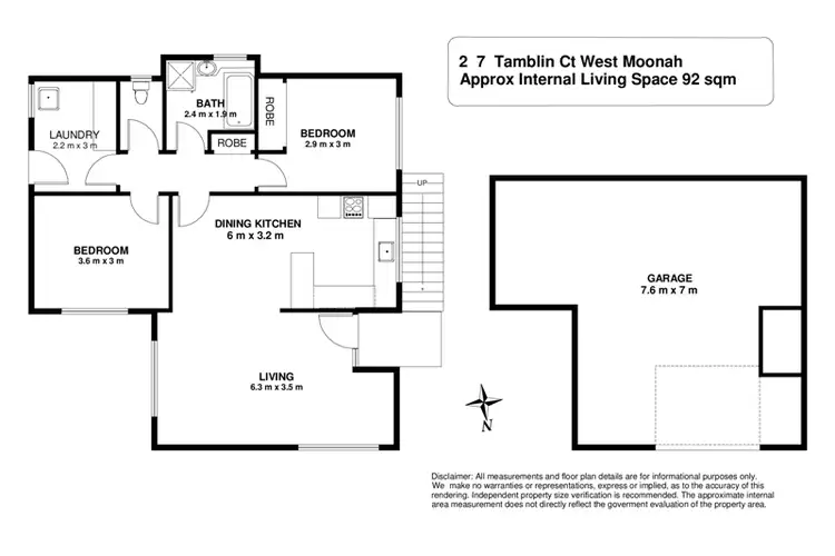 Floorplan of Homely townhouse listing, 2/7 Tamblin Court, West Moonah TAS 7009