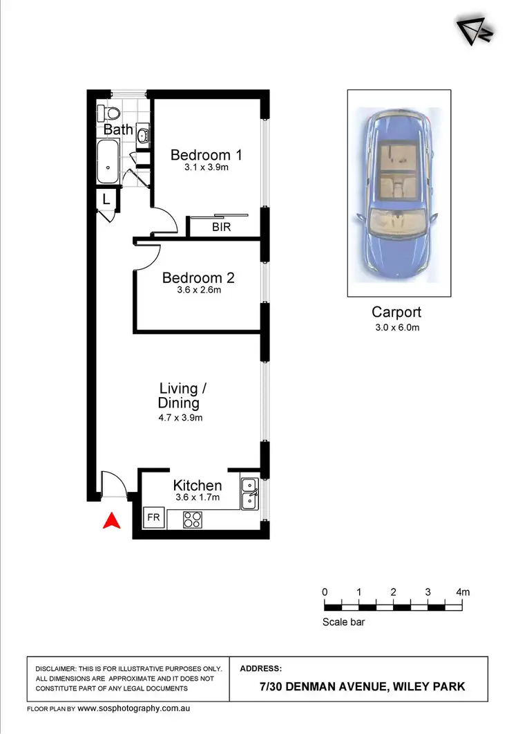 Floorplan of Homely unit listing, 7/30 Denman Avenue, Wiley Park NSW 2195
