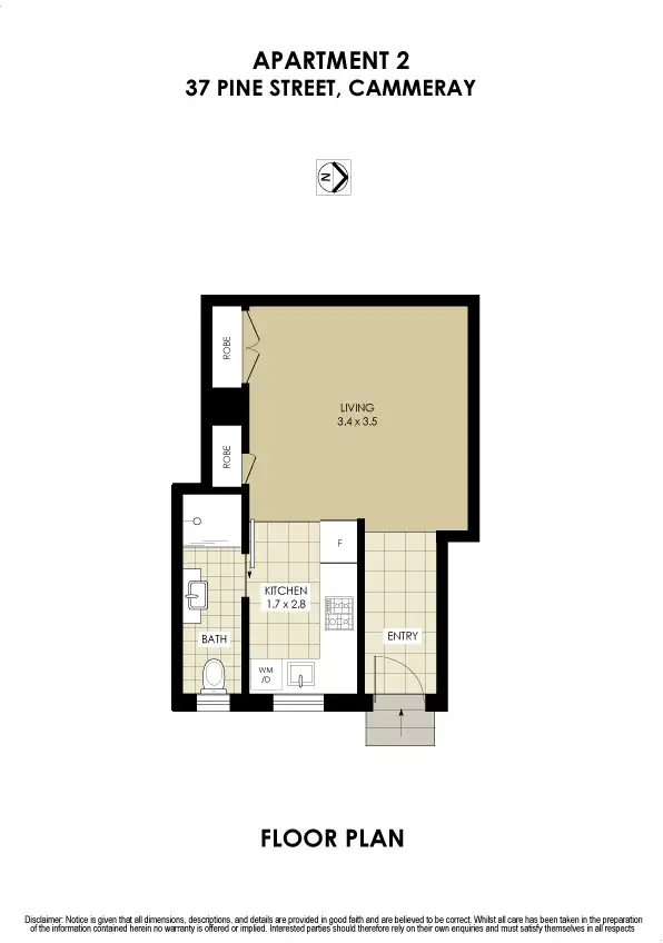 Floorplan of Homely studio listing, 2/37 Pine Street, Cammeray NSW 2062