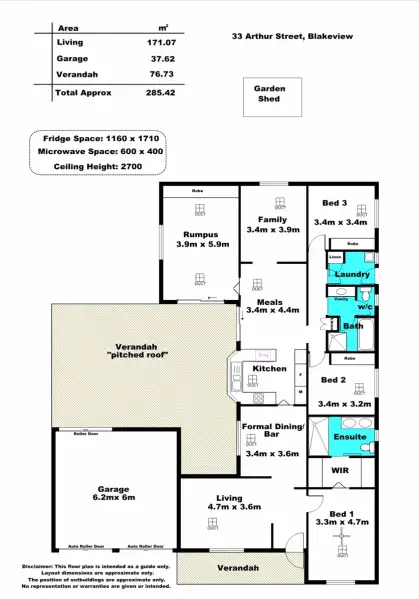 Floorplan of Homely house listing, 33 Arthur Street, Blakeview SA 5114