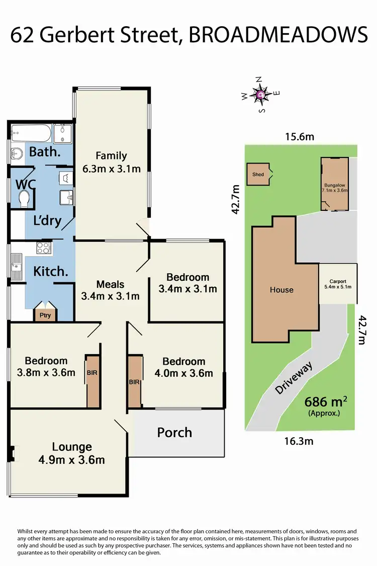 Floorplan of Homely house listing, 62 Gerbert Street, Broadmeadows VIC 3047