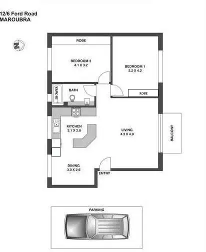 Floorplan of Homely unit listing, 12/6 Ford Road, Maroubra NSW 2035
