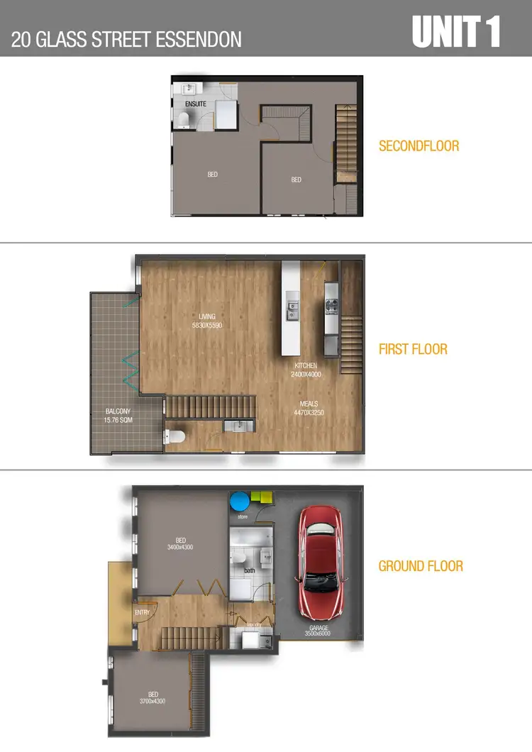 Floorplan of Homely townhouse listing, 1/20 Glass Street, Essendon VIC 3040