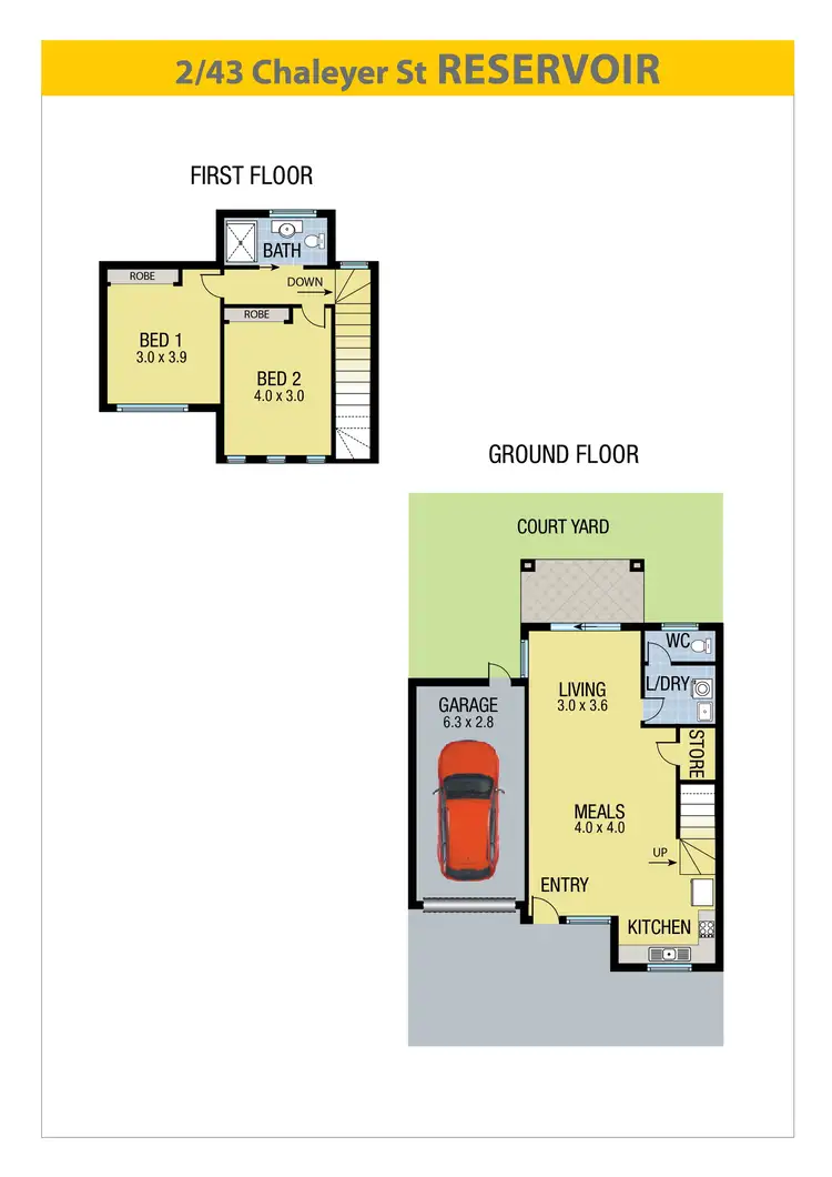 Floorplan of Homely townhouse listing, 2/43 Chaleyer Street, Reservoir VIC 3073