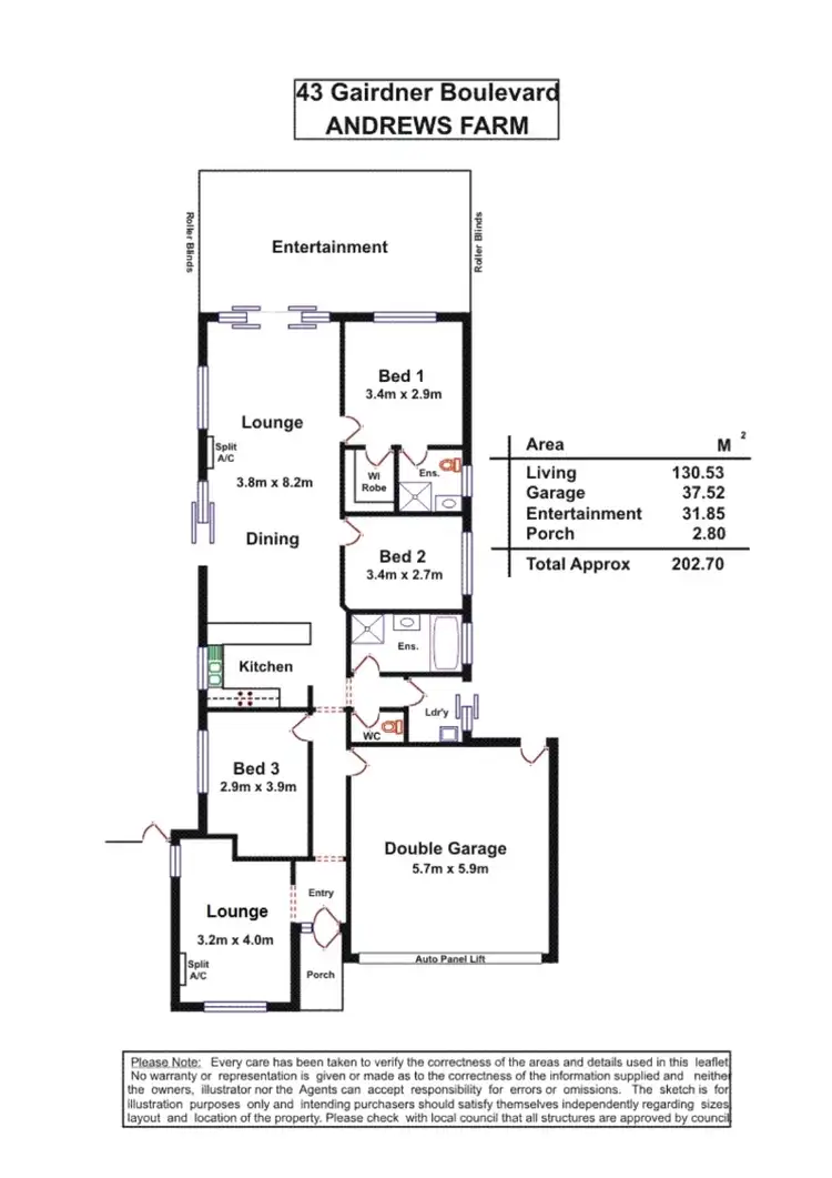 Floorplan of Homely house listing, 43 Gairdner Boulevard, Andrews Farm SA 5114