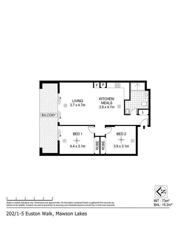 Floorplan of Homely apartment listing, 202/1-5 Euston Walk, Mawson Lakes SA 5095