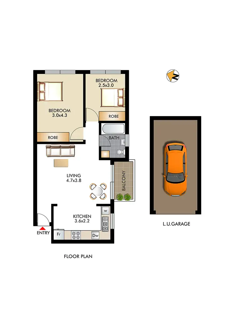 Floorplan of Homely apartment listing, 2/6 Brittain Crescent, Hillsdale NSW 2036