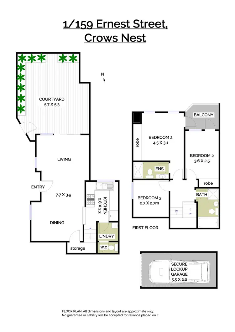 Floorplan of Homely townhouse listing, 1/159 Ernest Street, Crows Nest NSW 2065