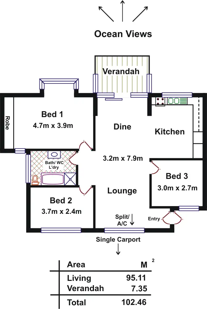 Floorplan of Homely apartment listing, 1/5 Ulah Place, Semaphore Park SA 5019