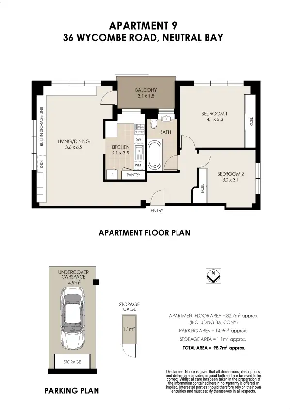 Floorplan of Homely apartment listing, 9/36 Wycombe Road, Neutral Bay NSW 2089
