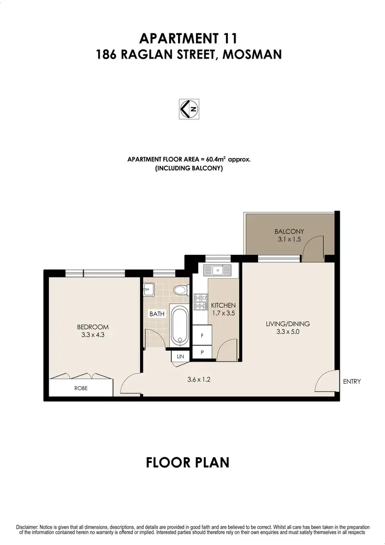 Floorplan of Homely apartment listing, 11/186 Raglan Street, Mosman NSW 2088