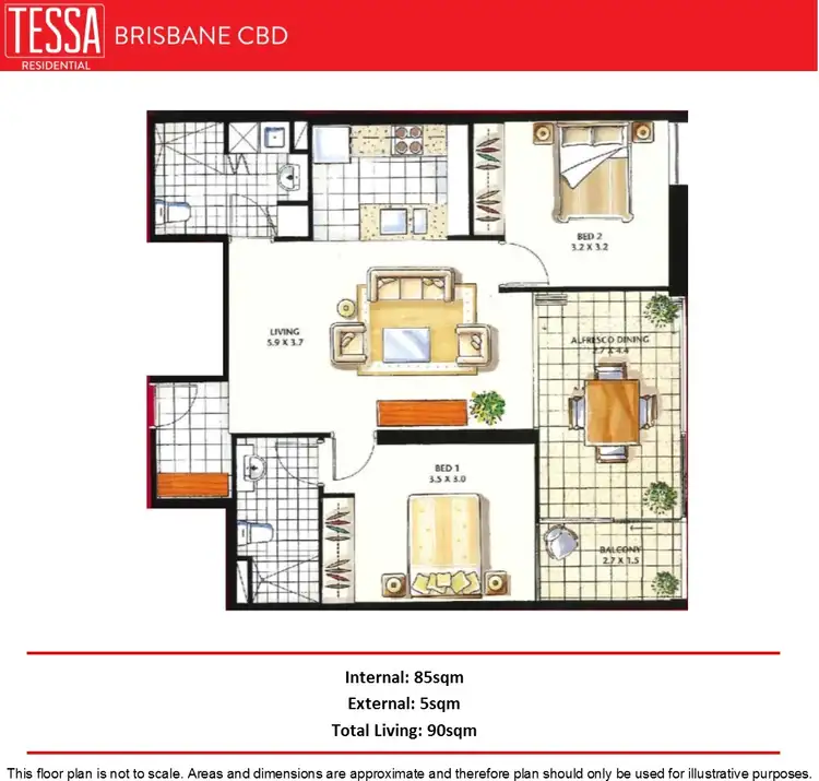 Floorplan of Homely apartment listing, 2202/108 Albert Street, Brisbane City QLD 4000