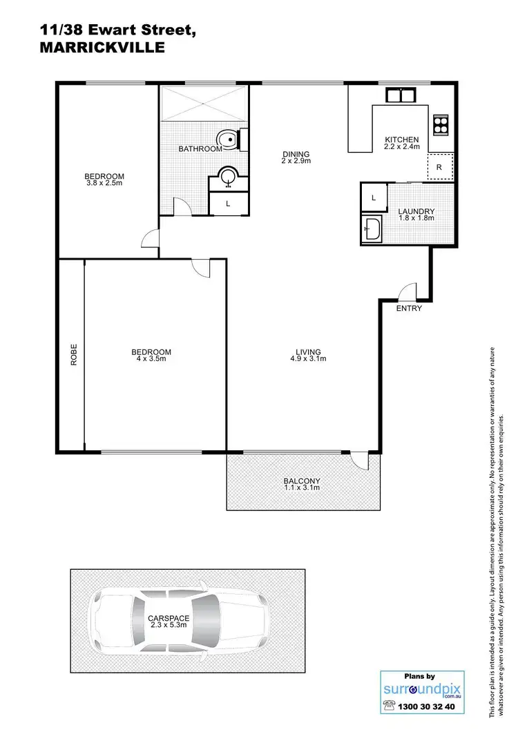 Floorplan of Homely apartment listing, 11/38 Ewart Street, Marrickville NSW 2204