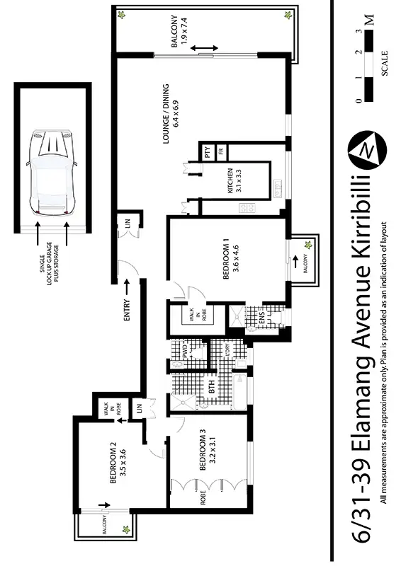 Floorplan of Homely apartment listing, 6/31-39 Elamang Avenue, Kirribilli NSW 2061