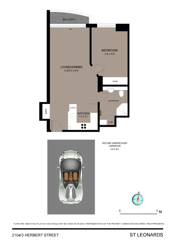 Floorplan of Homely apartment listing, 2104/3 Herbert Street, St Leonards NSW 2065