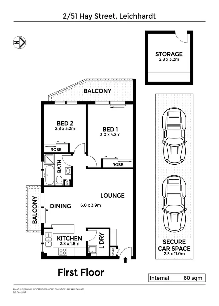 Floorplan of Homely unit listing, 2/51 Hay Street, Leichhardt NSW 2040