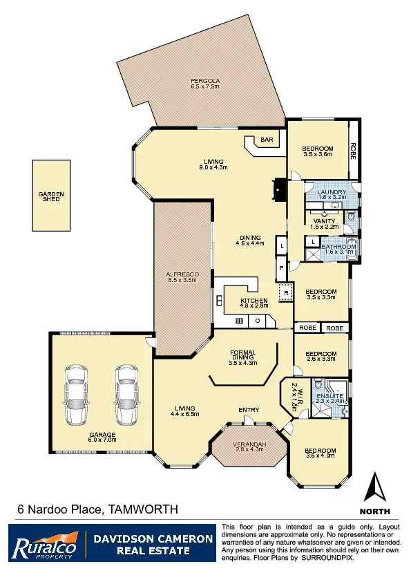 Floorplan of Homely house listing, 6 Nardoo Place, Tamworth NSW 2340