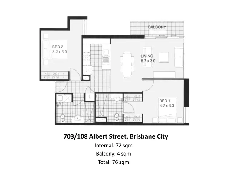 Floorplan of Homely apartment listing, 703/108 Albert Street, Brisbane City QLD 4000