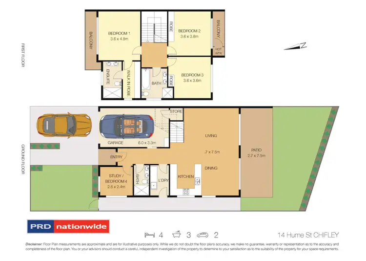Floorplan of Homely semi-detached listing, 14 Hume Street, Chifley NSW 2036