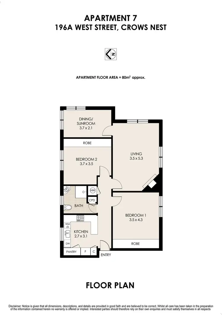 Floorplan of Homely unit listing, 7/196a West Street, Crows Nest NSW 2065