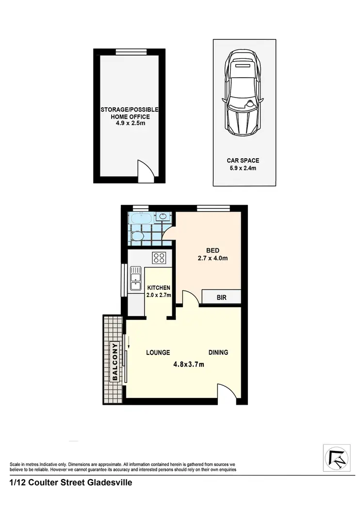 Floorplan of Homely unit listing, 1/12 Coulter Street, Gladesville NSW 2111