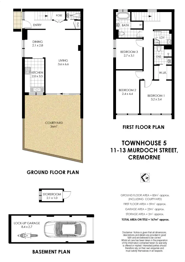 Floorplan of Homely townhouse listing, 5/11-13 Murdoch Street, Cremorne NSW 2090