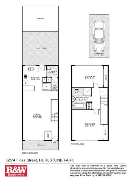 Floorplan of Homely townhouse listing, 32/74 Floss Street, Hurlstone Park NSW 2193