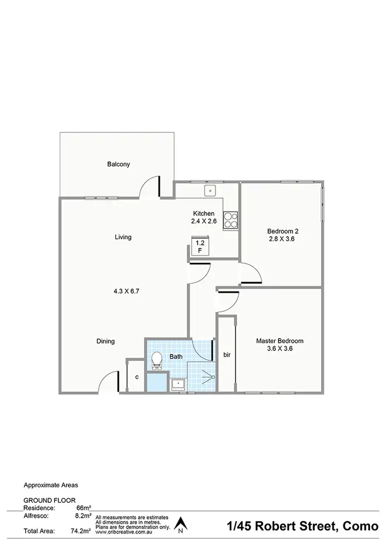 Floorplan of Homely unit listing, 1/45 Robert Street, Como WA 6152