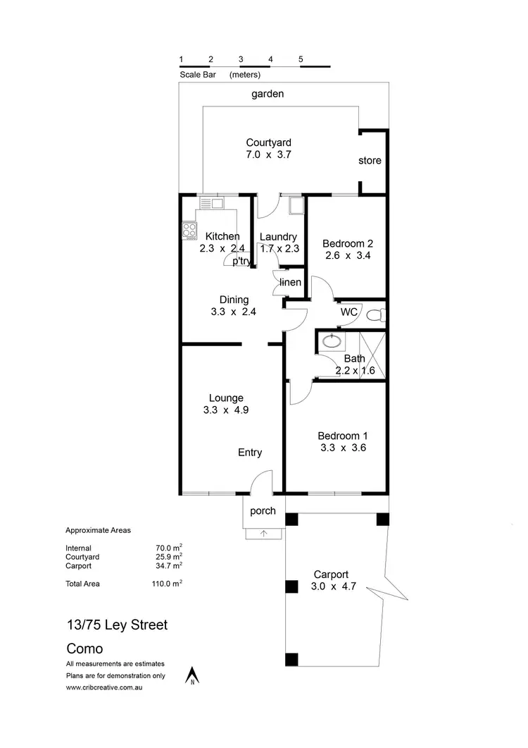 Floorplan of Homely unit listing, 13/75 Ley Street, Como WA 6152