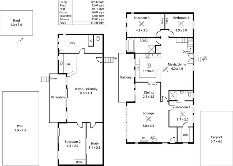Floorplan of Homely house listing, 15 Landscape Crescent, Highbury SA 5089