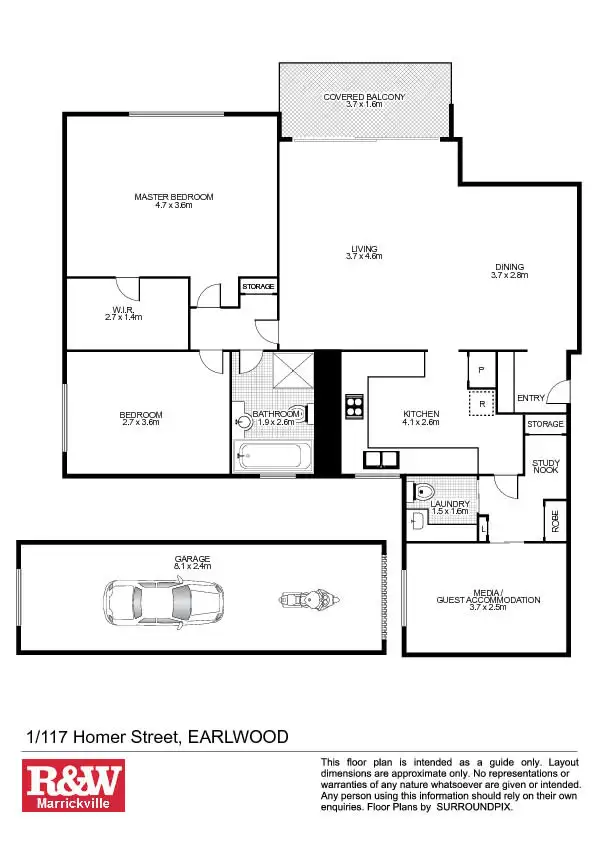 Floorplan of Homely unit listing, 1/117 Homer Street, Earlwood NSW 2206