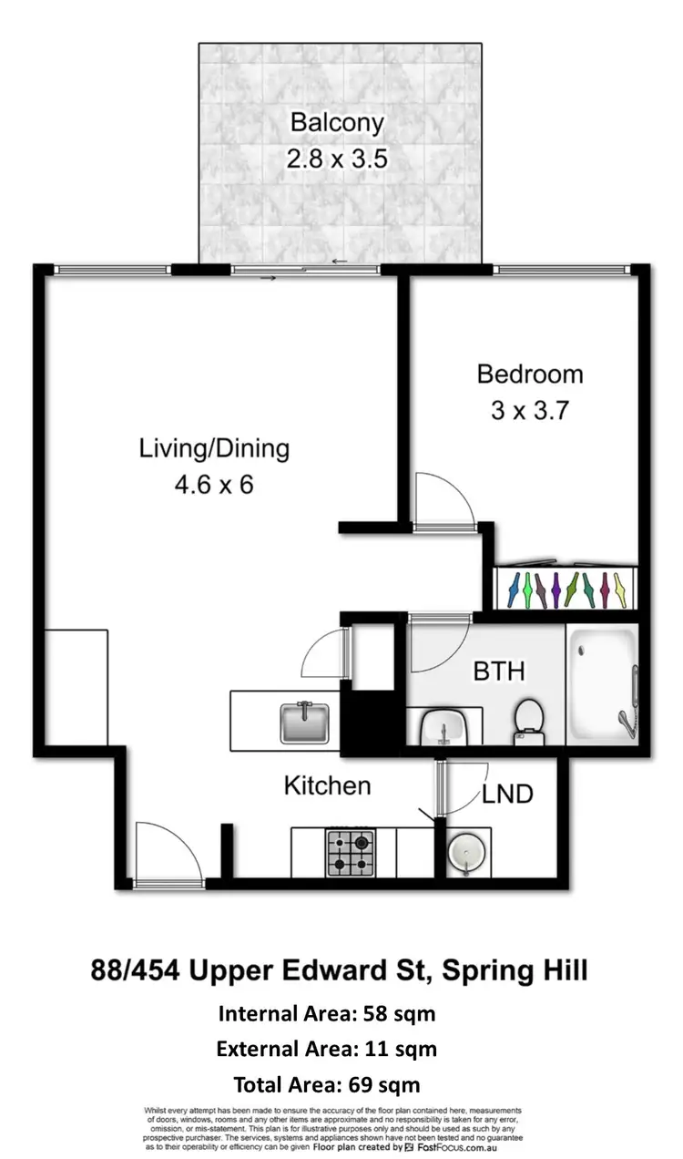 Floorplan of Homely apartment listing, 88/454 Upper Edward Street, Spring Hill QLD 4000