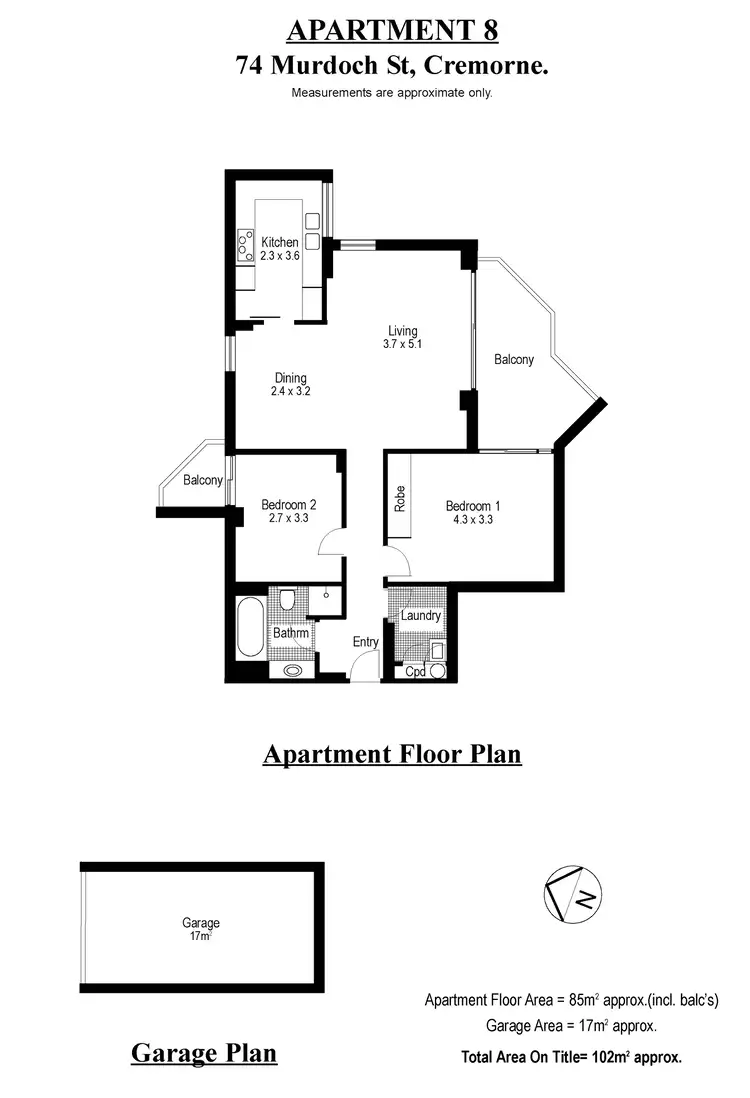 Floorplan of Homely apartment listing, 8/74 Murdoch Street, Cremorne NSW 2090