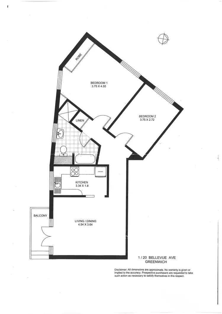 Floorplan of Homely apartment listing, 1/20 Bellevue Ave, Greenwich NSW 2065