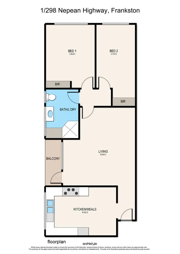 Floorplan of Homely unit listing, 1/298 Nepean Highway, Seaford VIC 3198