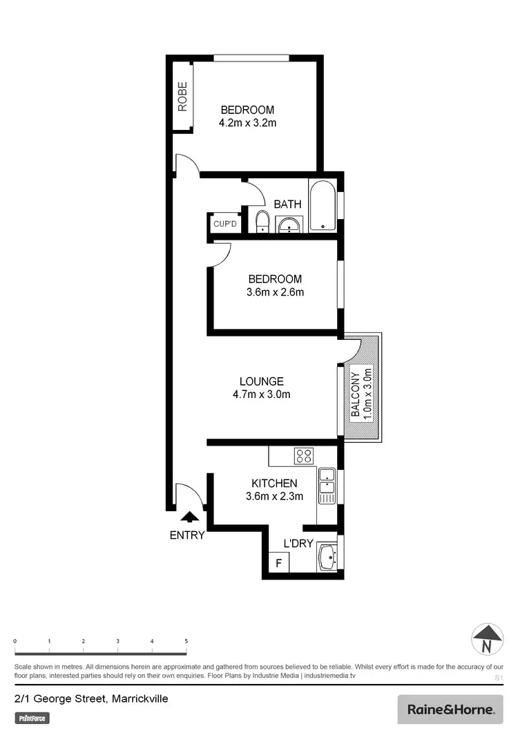 Floorplan of Homely apartment listing, 2/1 George Street, Marrickville NSW 2204