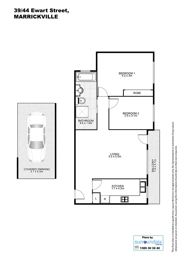 Floorplan of Homely unit listing, 39/44 Ewart Street, Marrickville NSW 2204