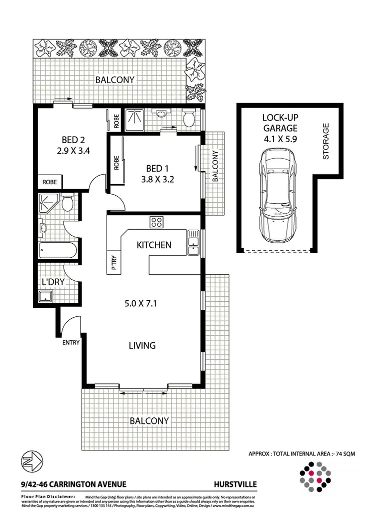 Floorplan of Homely apartment listing, 9/42-46 Carrington Avenue, Hurstville NSW 2220
