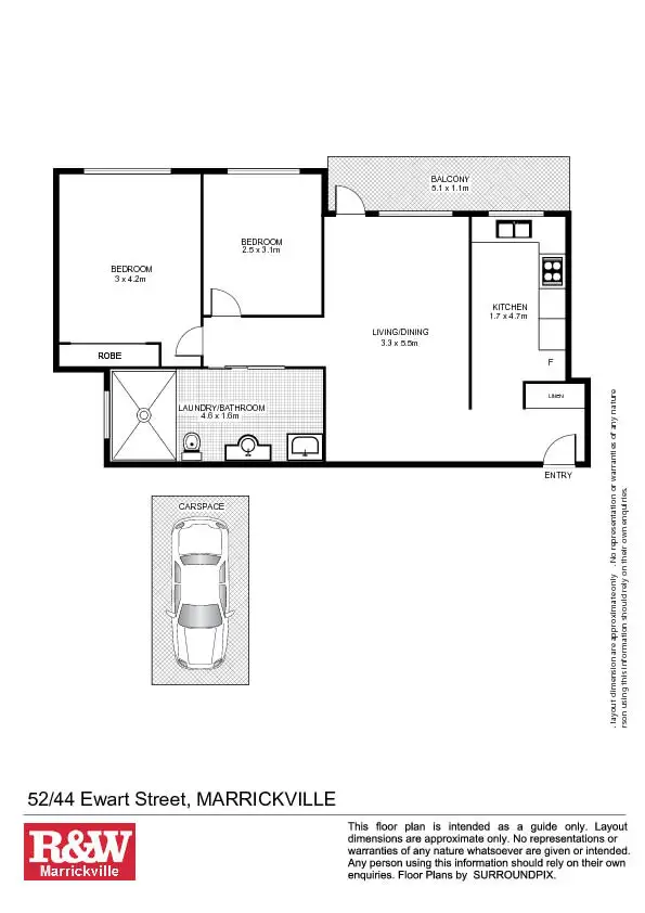 Floorplan of Homely unit listing, 52/44 Ewart Street, Marrickville NSW 2204