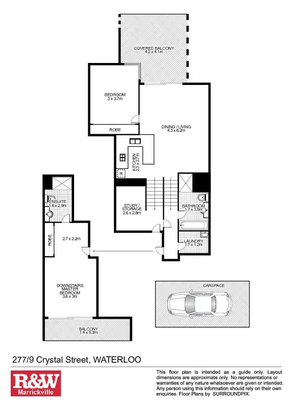 Floorplan of Homely unit listing, 277/9 Crystal Street, Waterloo NSW 2017