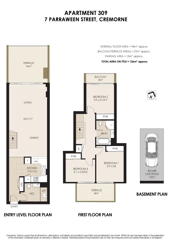 Floorplan of Homely apartment listing, 309/7 Parraween Street, Cremorne NSW 2090