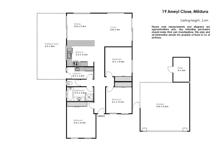 Floorplan of Homely house listing, 19 Anwyl Close, Mildura VIC 3500