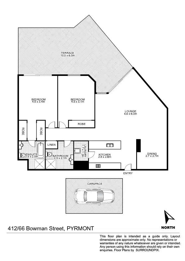 Floorplan of Homely apartment listing, 412/66 Bowman Street, Pyrmont NSW 2009