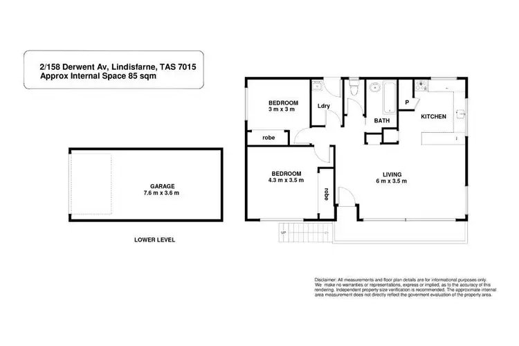 Floorplan of Homely townhouse listing, 2/158 Derwent Avenue, Lindisfarne TAS 7015