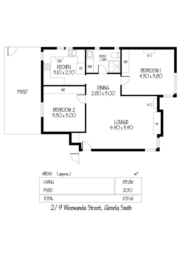 Floorplan of Homely unit listing, 2/9 Weewanda Street, Glenelg South SA 5045