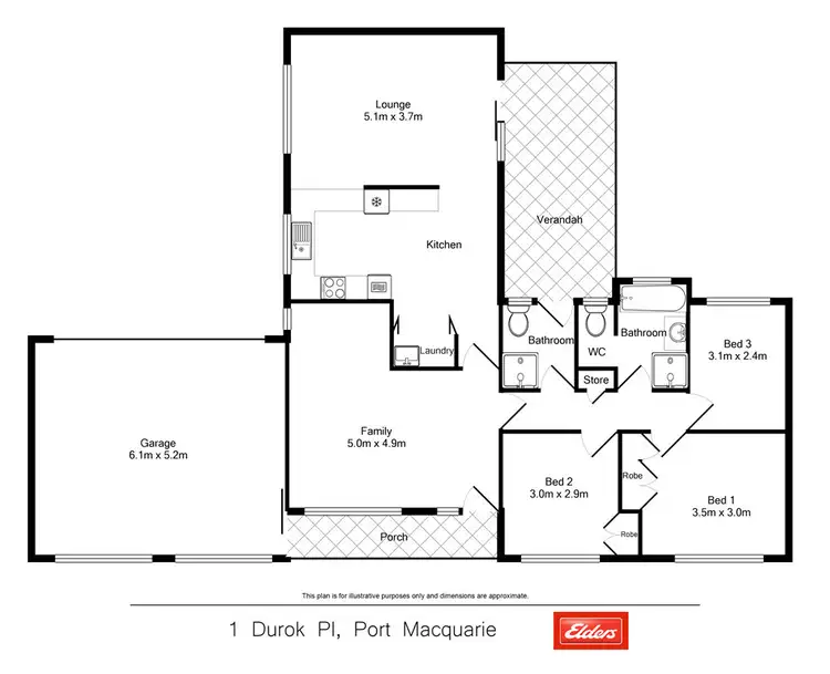 Floorplan of Homely house listing, 1 Durok Place, Port Macquarie NSW 2444