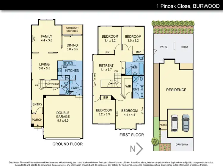 Floorplan of Homely townhouse listing, 1 Pinoak Close, Burwood VIC 3125