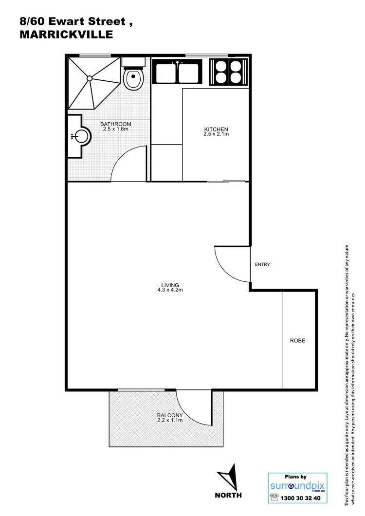 Floorplan of Homely unit listing, 8/60 Ewart Street, Marrickville NSW 2204
