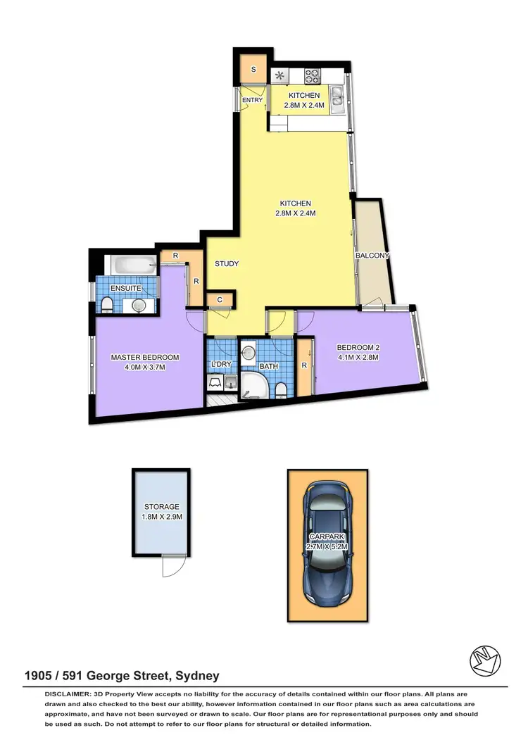 Floorplan of Homely apartment listing, 1905/591 George Street, Sydney NSW 2000